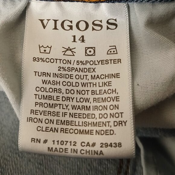 Vigoss Jeans Size 14 Jagger Skinny Distressed Blue Denim Stretch Mid Rise - Picture 10 of 10